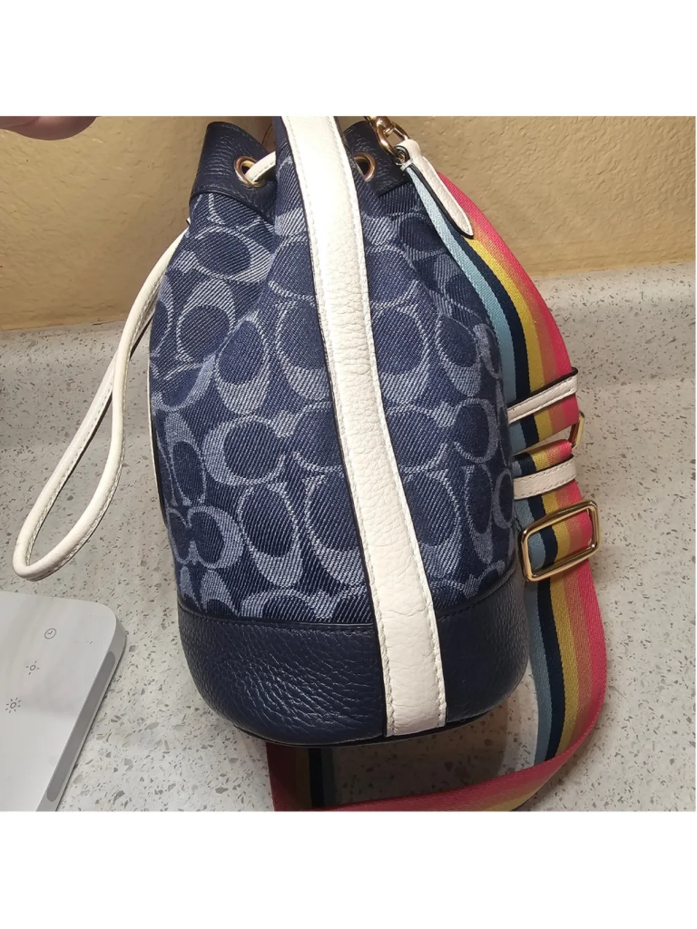 COACH Dempsey Drawstring Bucket Bag in Signature Denim C4101
